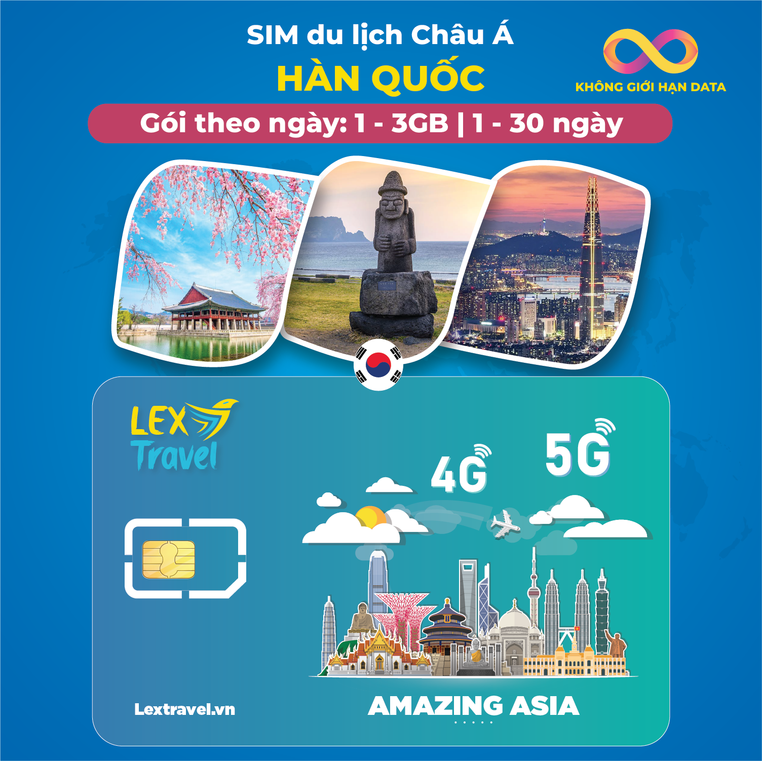 SIM Hàn Quốc 3HK ( Rẻ Hơn ) - Theo Ngày