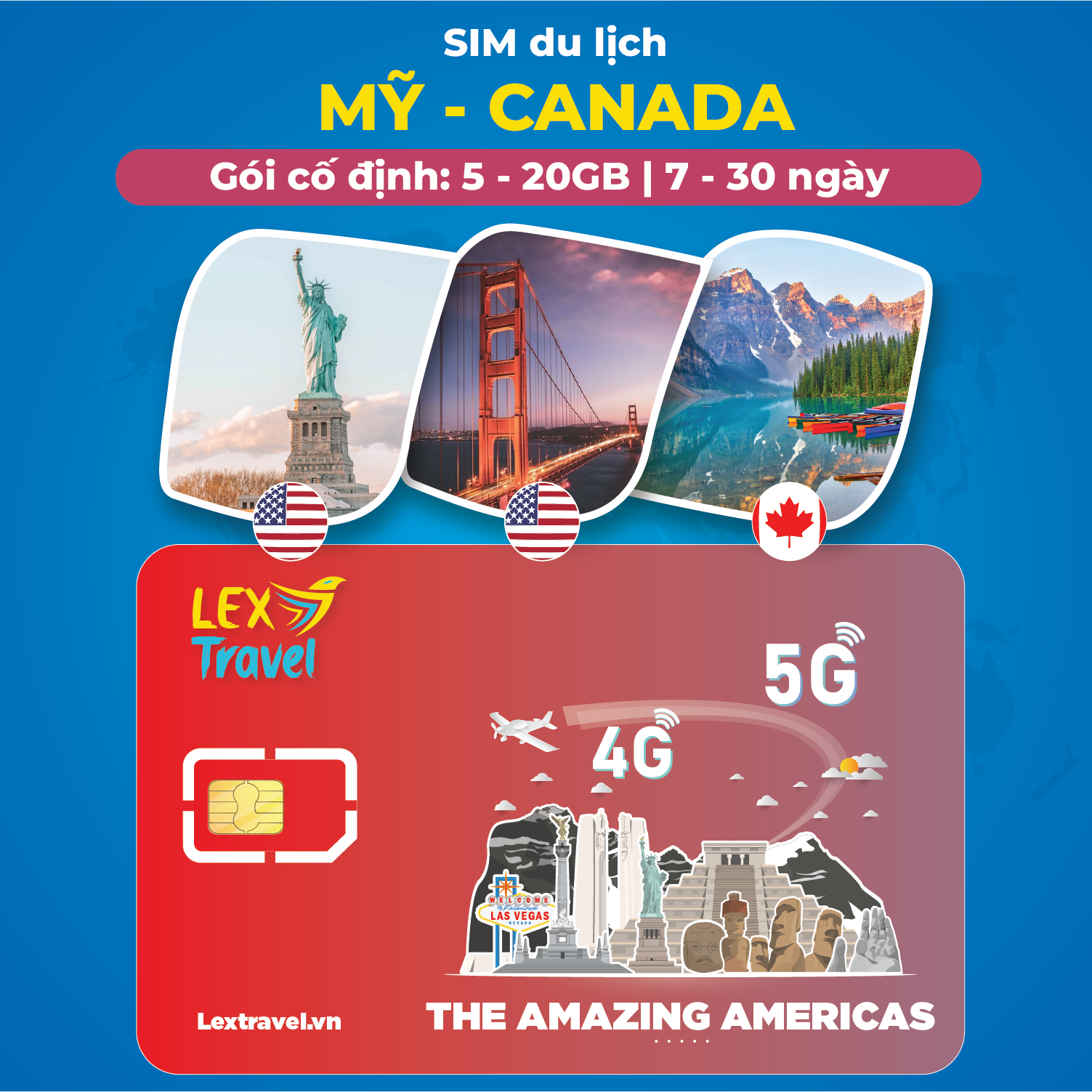 Sim Mỹ - Canada ( Chỉ Data ) - Gói Cố Định